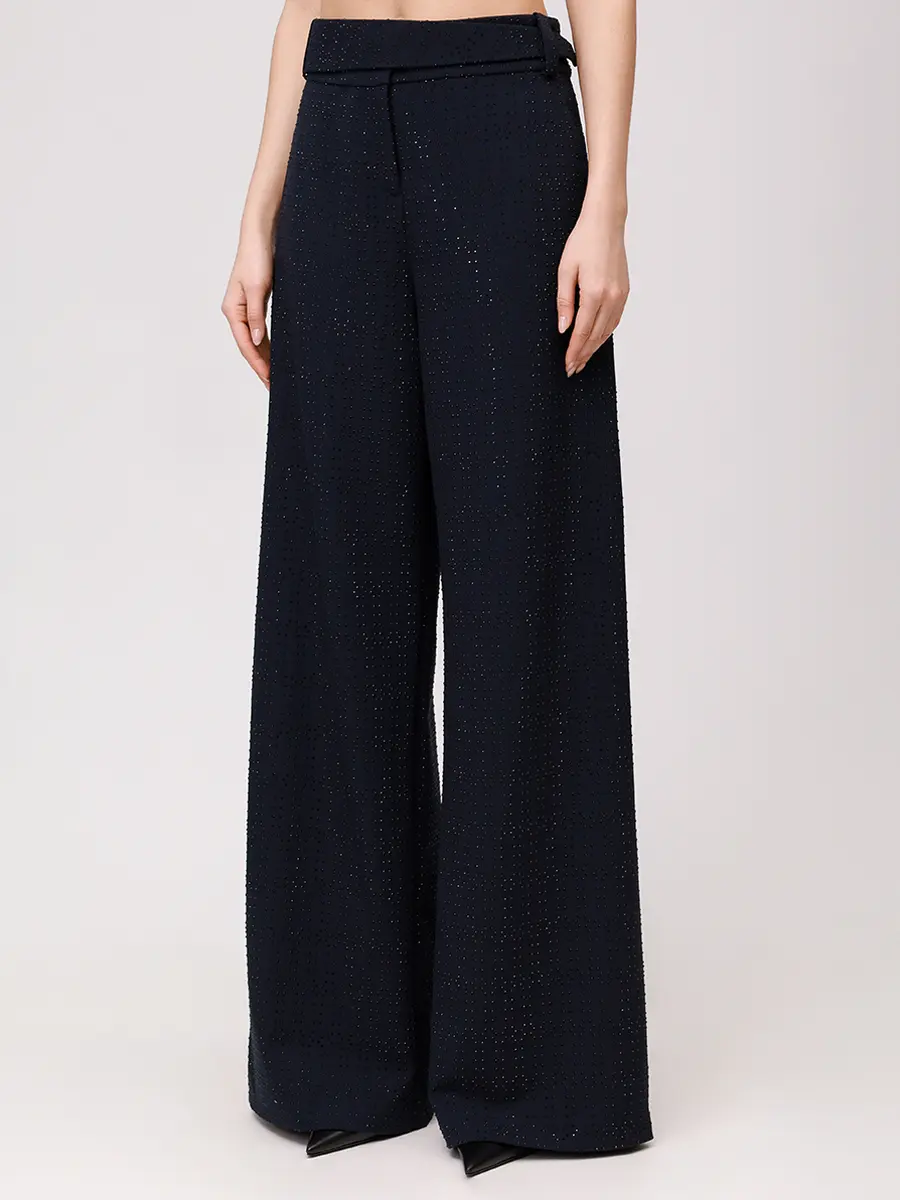 Брюки со стразами DAVID KOMA PF25DK09TR/NAVY_BLACK Синий  Фото 4