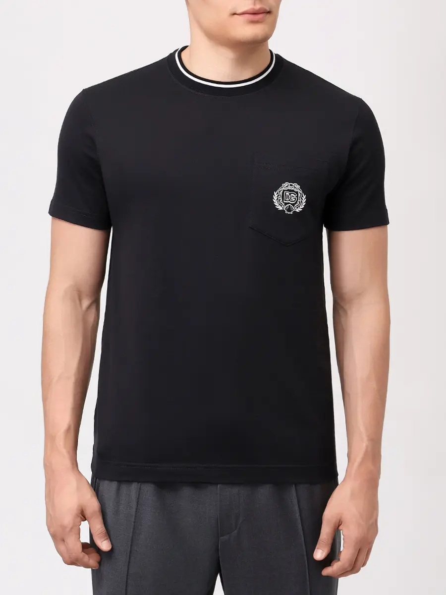 Футболка хлопковая DOLCE & GABBANA G8RA2Z FU7EQ N0000 Черный  Фото 4
