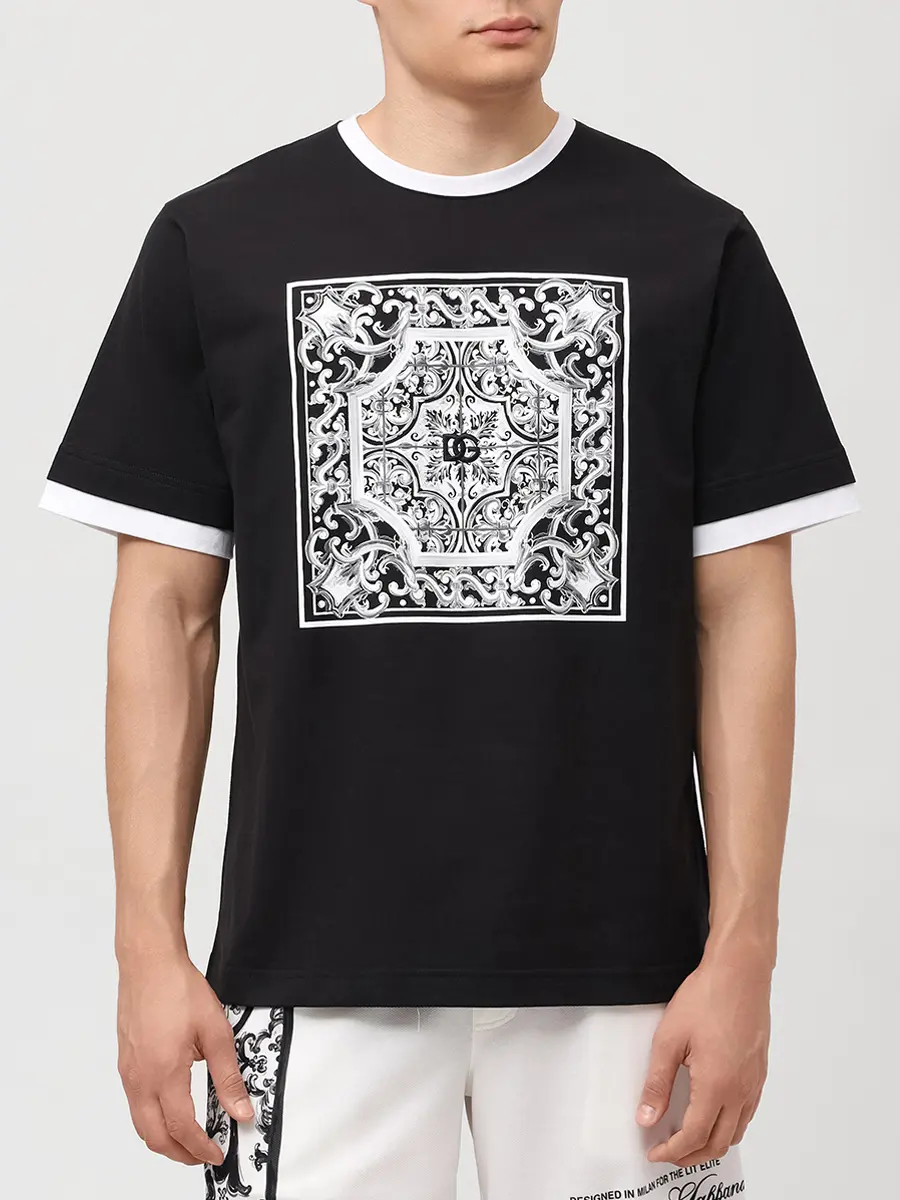 Футболка хлопковая DOLCE & GABBANA G8ST2Z G7O9T N0000 Черный  Фото 4