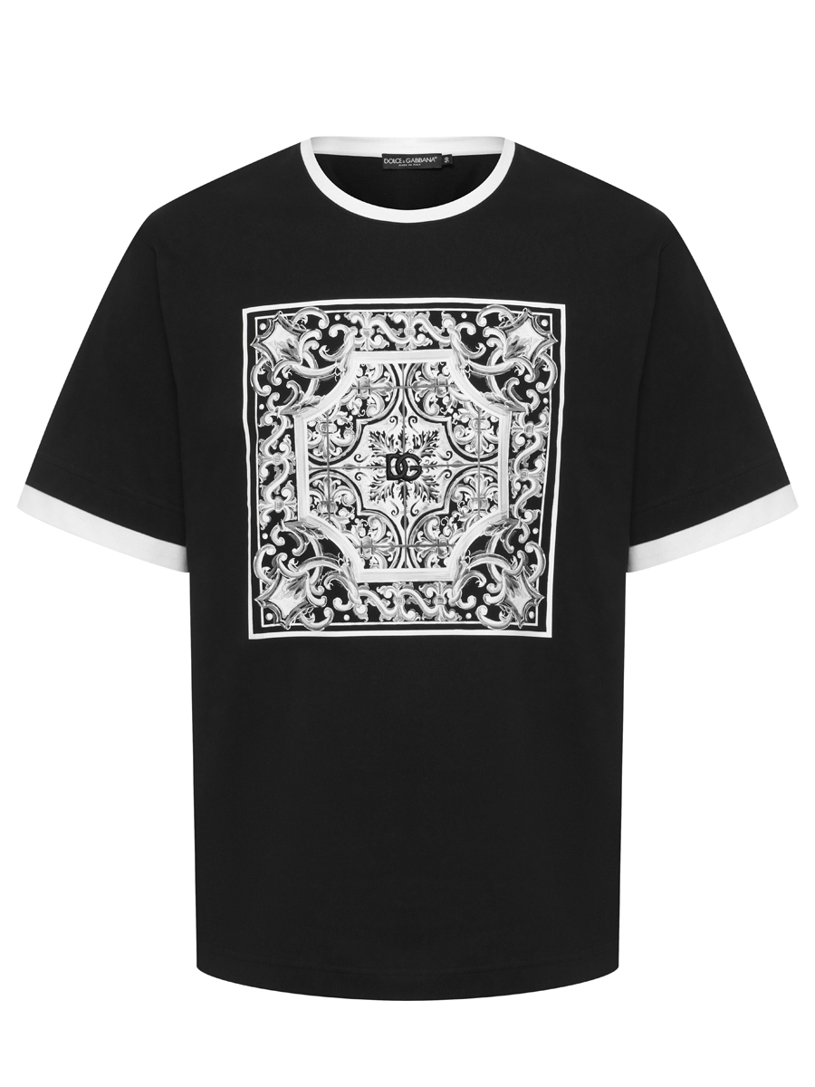 Футболка хлопковая DOLCE & GABBANA G8ST2Z G7O9T N0000 Черный 