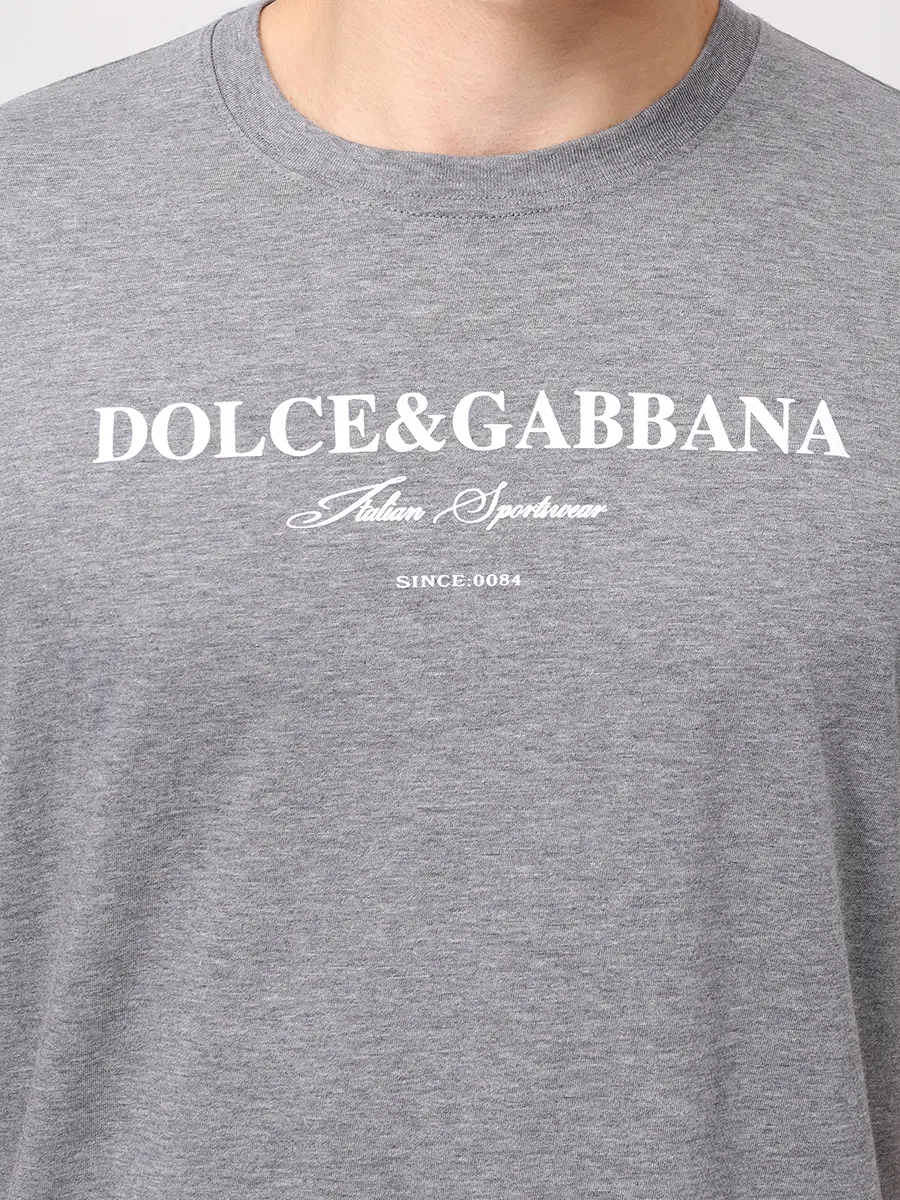 Футболка хлопковая DOLCE & GABBANA G8RN8T G7O9Y S8291 Серый  Фото 5