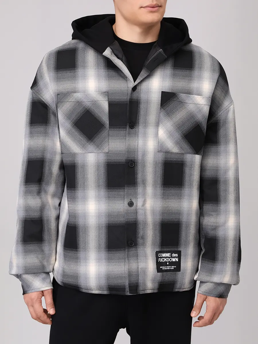 Рубашка в клетку COMME DES FUCKDOWN CFABM01745 NERO Черный  Фото 4