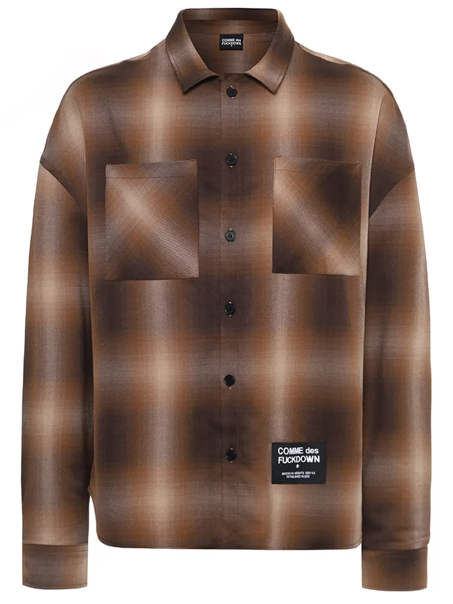 

Рубашка в клетку, Коричневый, CFABM01811 MORO