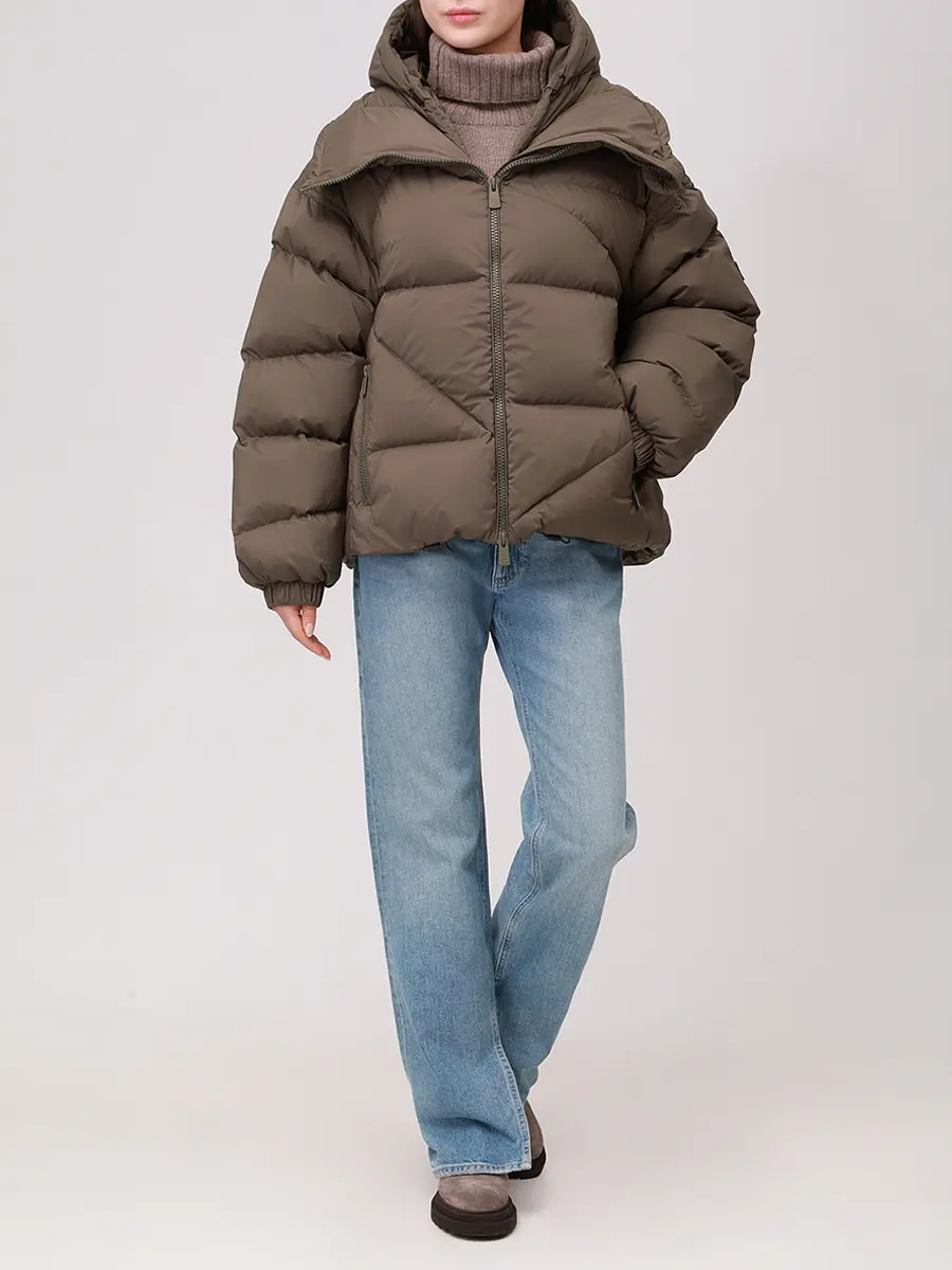 Пуховик стеганый BACON BACPIGIA598 BAC086 DARK OLIVE Хаки  Фото 2