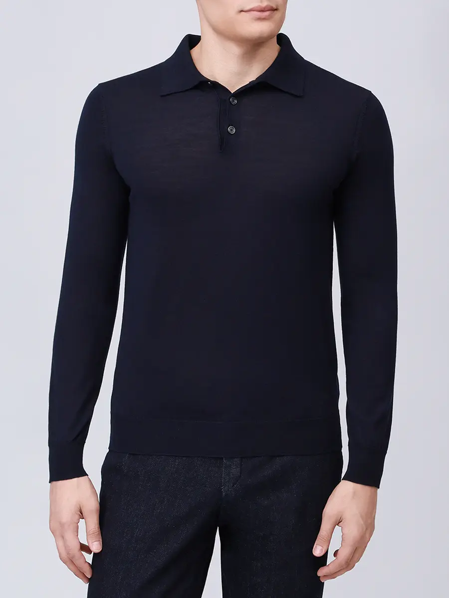 Поло из шерсти и шелка RADI PERUGIA 5303-606 650 Тёмно - Синий  Фото 4