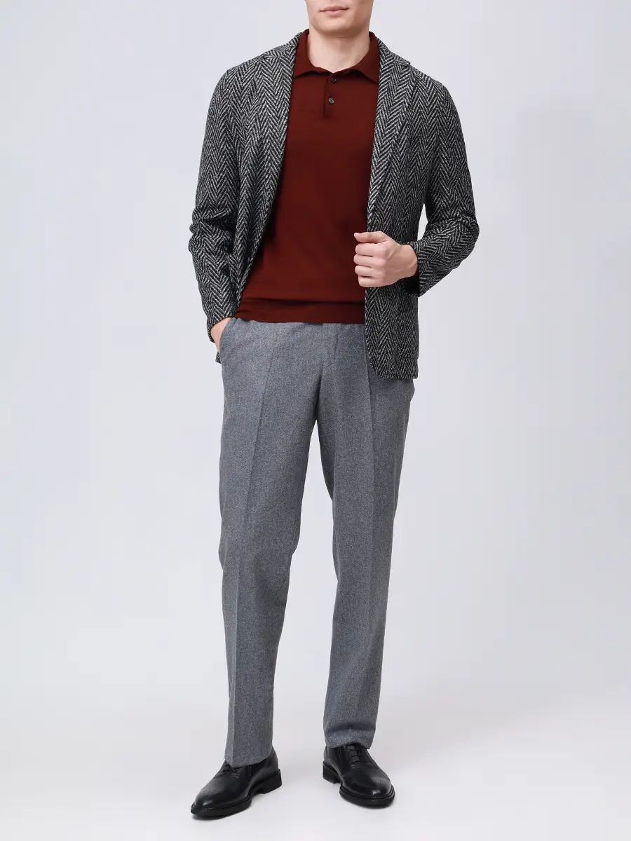 

Поло из шерсти и шелка, Бордовый, 5303-606 510