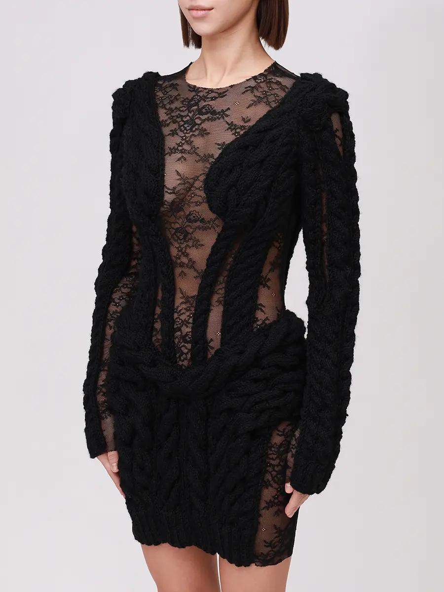 Платье с кружевом DANIIL ANTSIFEROV DA1685 Черный  Фото 4