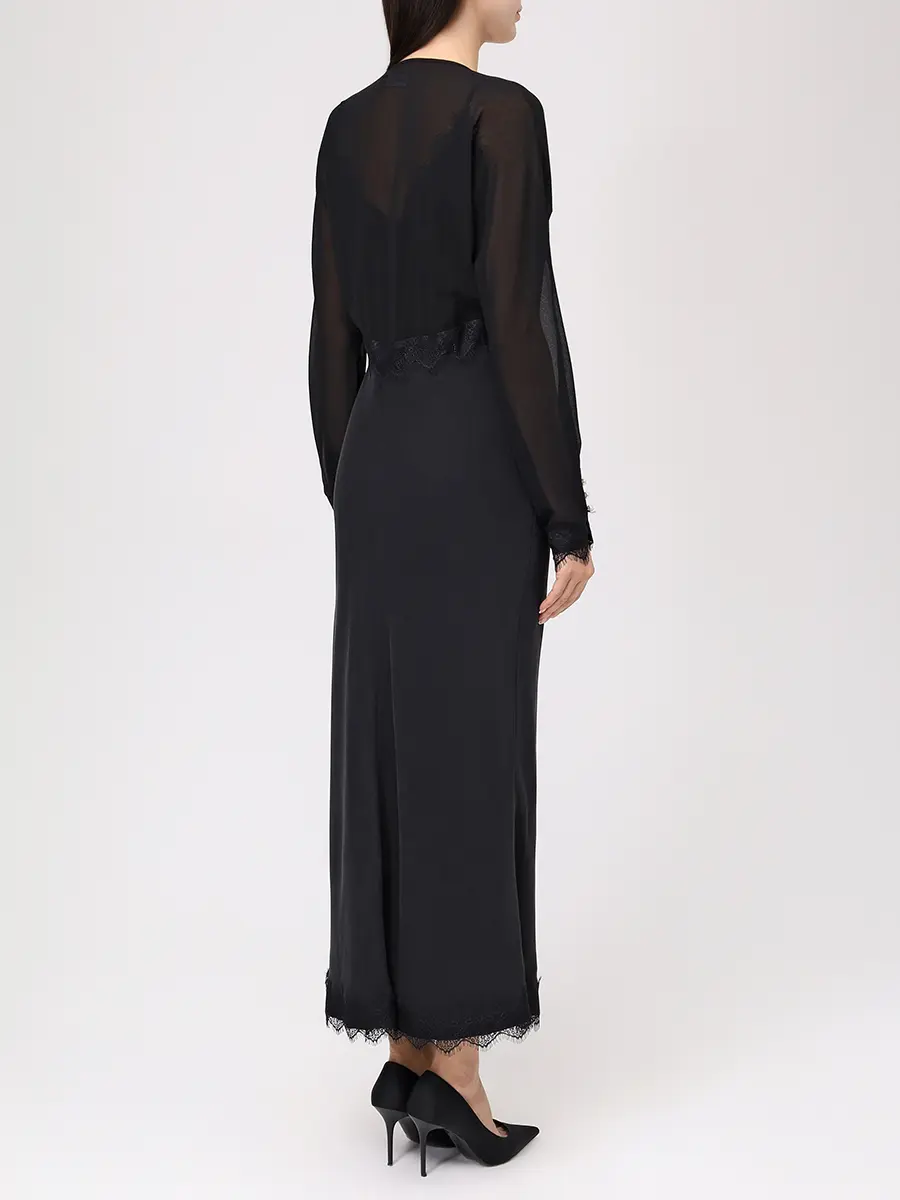 Платье с кружевом LAROOM fw26-2667 Черный  Фото 3