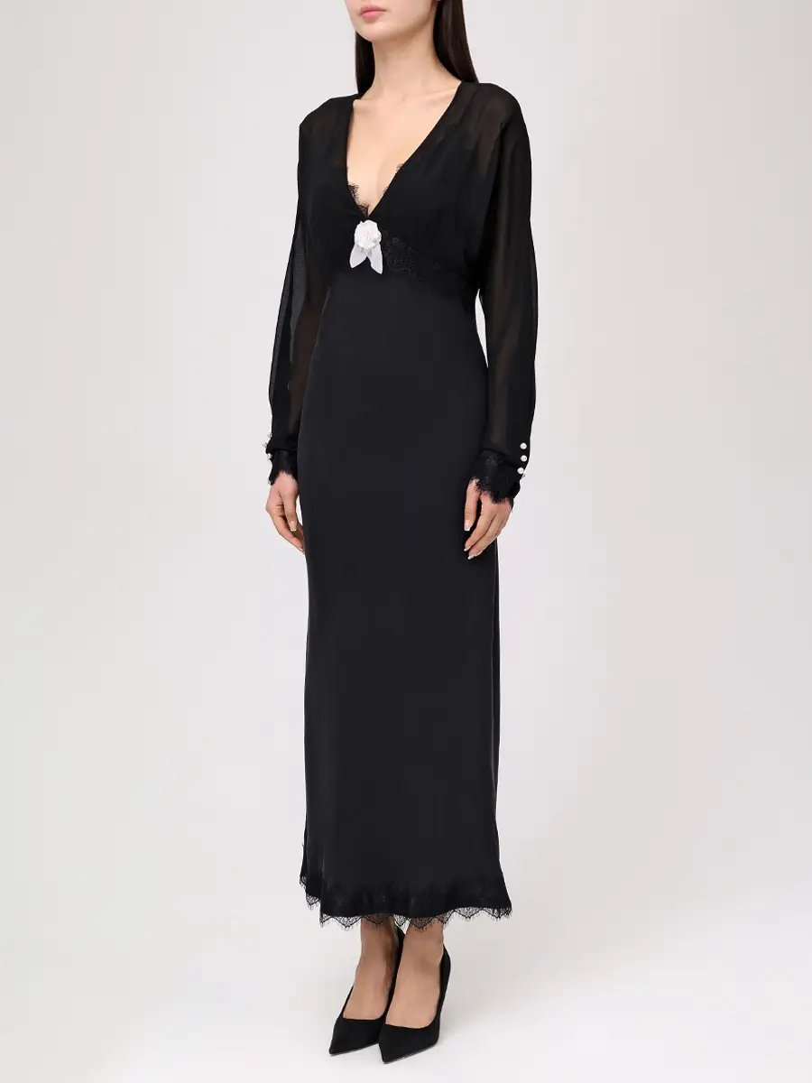 Платье с кружевом LAROOM fw26-2667 Черный  Фото 4