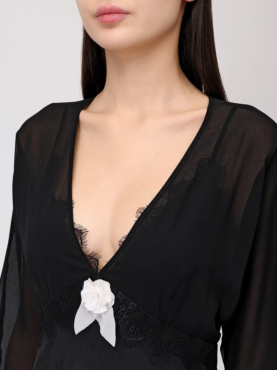 Платье с кружевом LAROOM fw26-2667 Черный  Фото 5