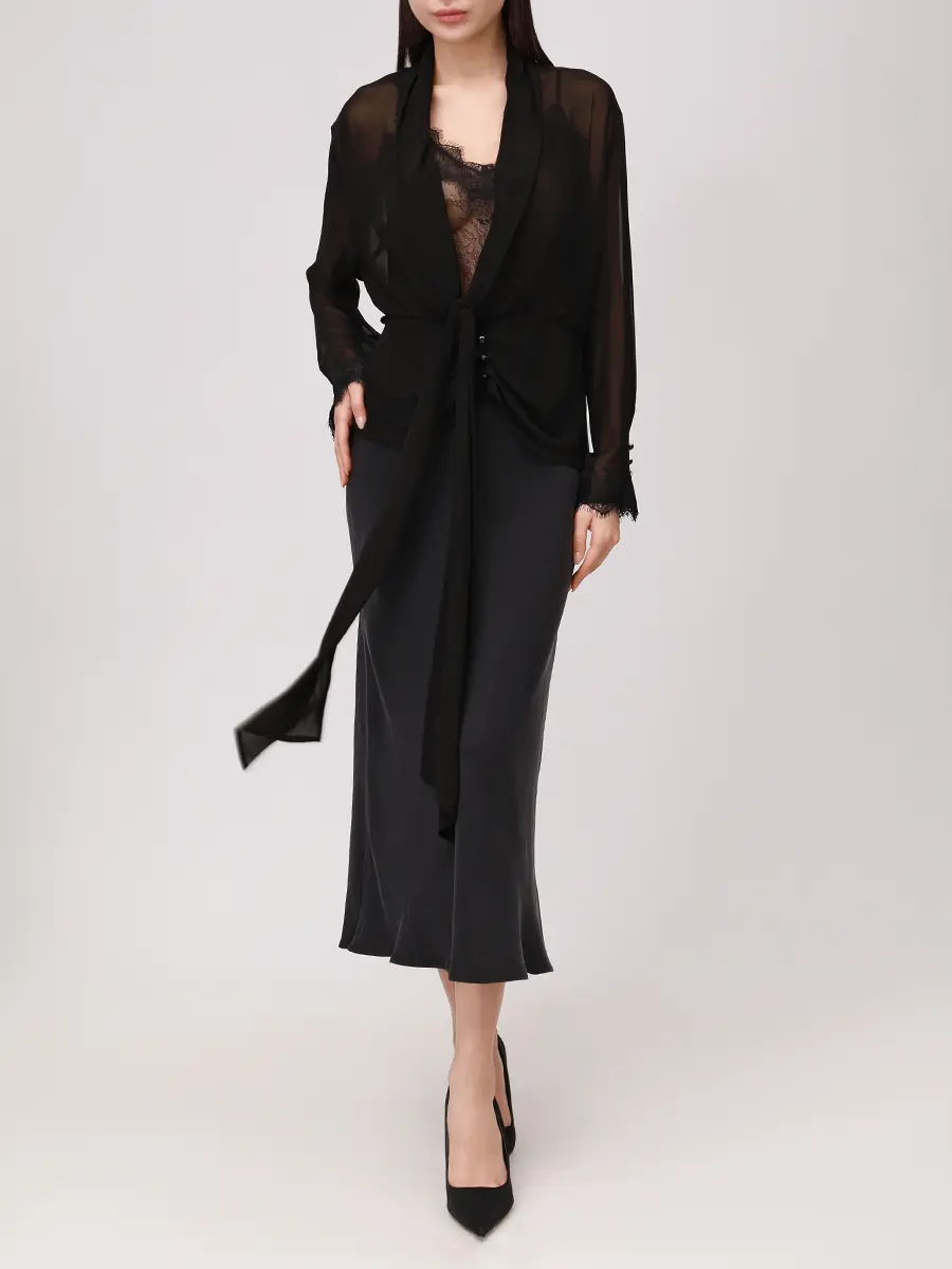 Платье с кружевом LAROOM fw26-2679-1 Черный  Фото 2