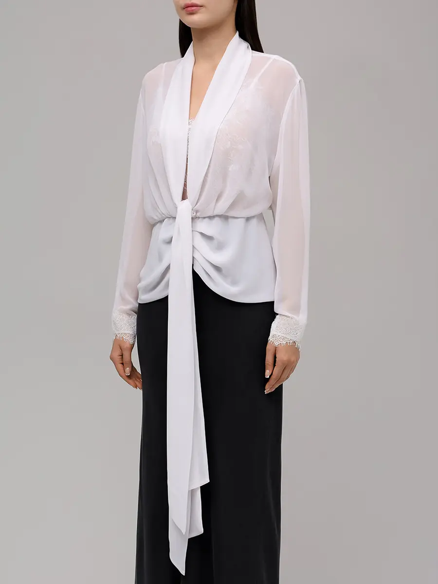 

Блуза с кружевом, Белый, fw26-2622-0 Молочный