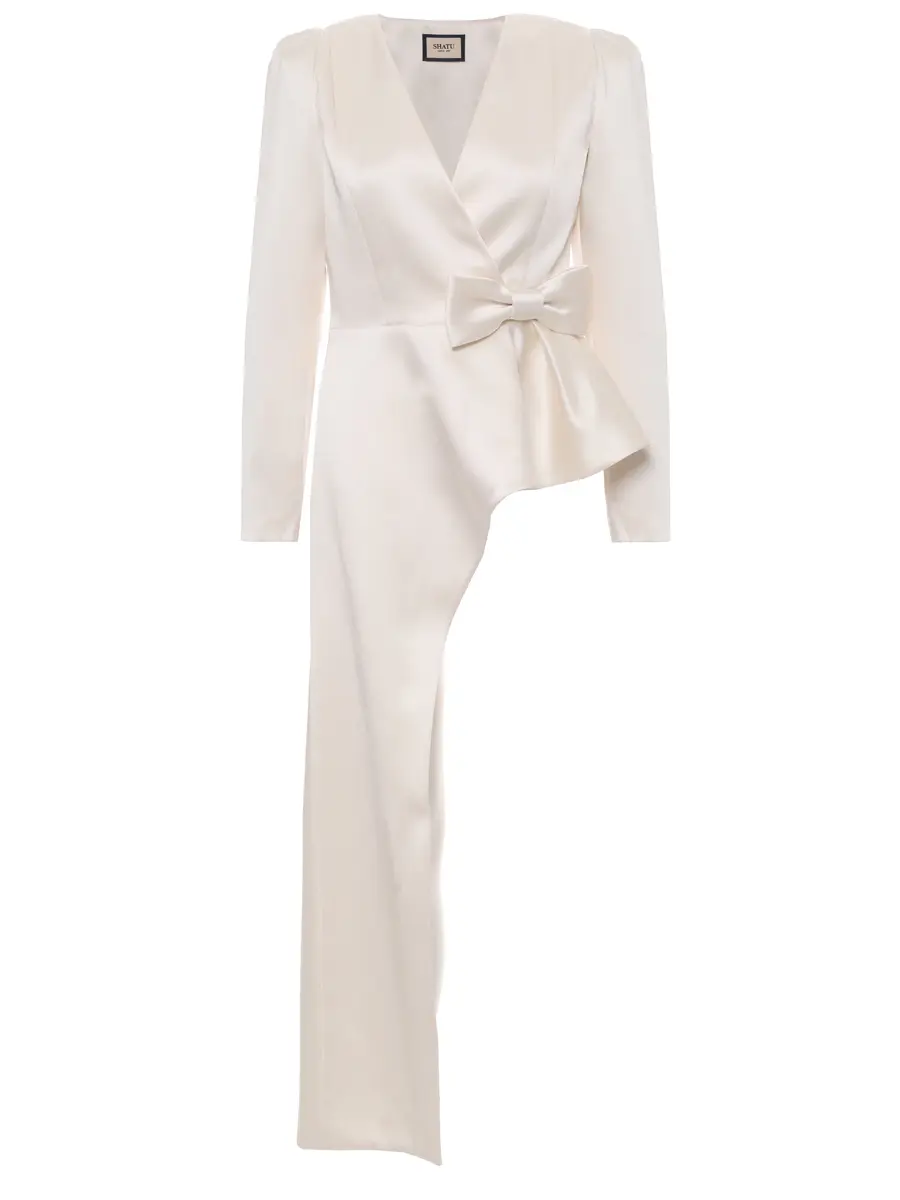 

Блуза со шлейфом, Белый, SH1226_298 Молочный