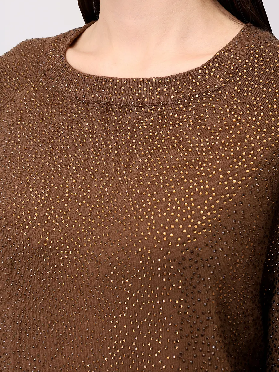 Джемпер из вискозы SOL ANGELANN SCBFW25-1079 Коричневый  Фото 5