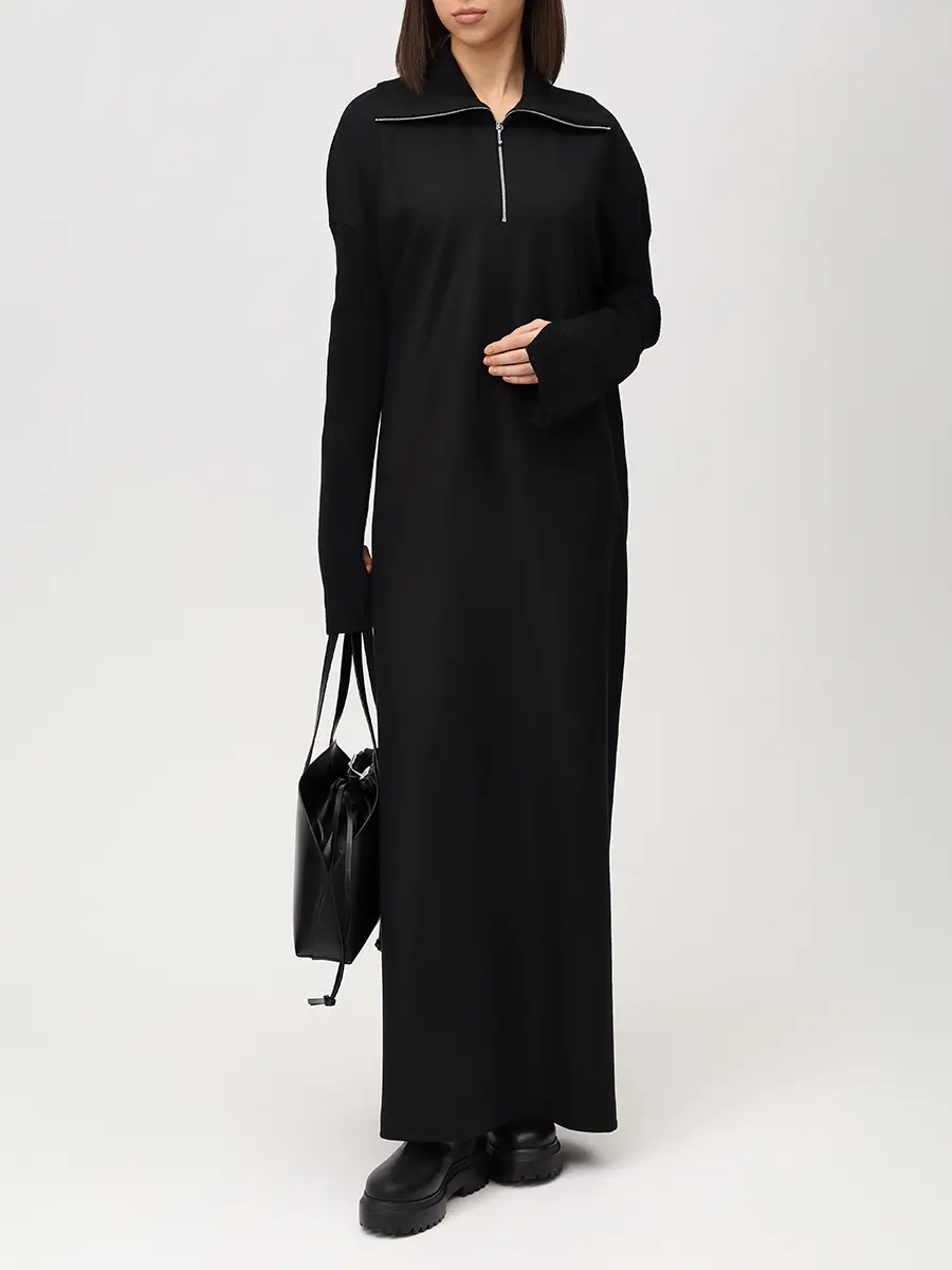Платье шерстяное JIL SANDER J02CT0517 J40045 001 Черный  Фото 2