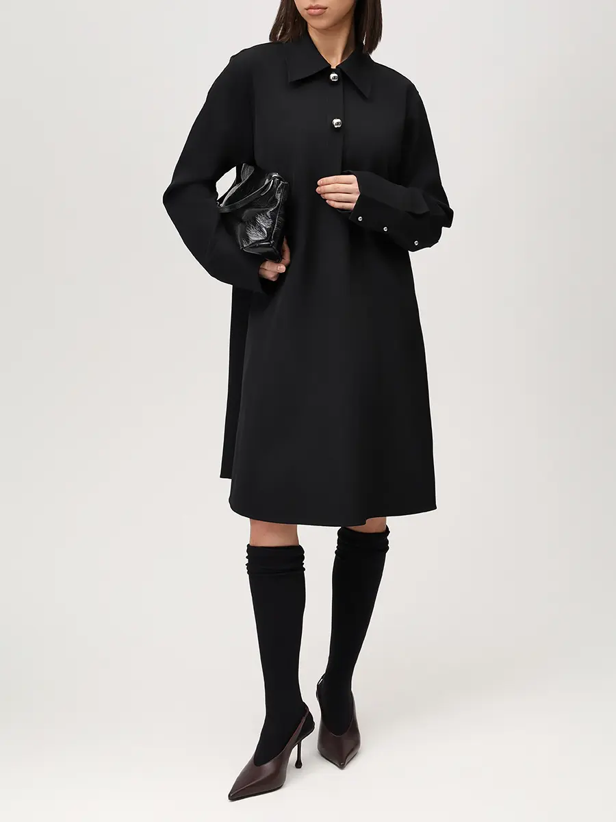 Платье шерстяное JIL SANDER J02CT0550 J40002 001 Черный  Фото 2