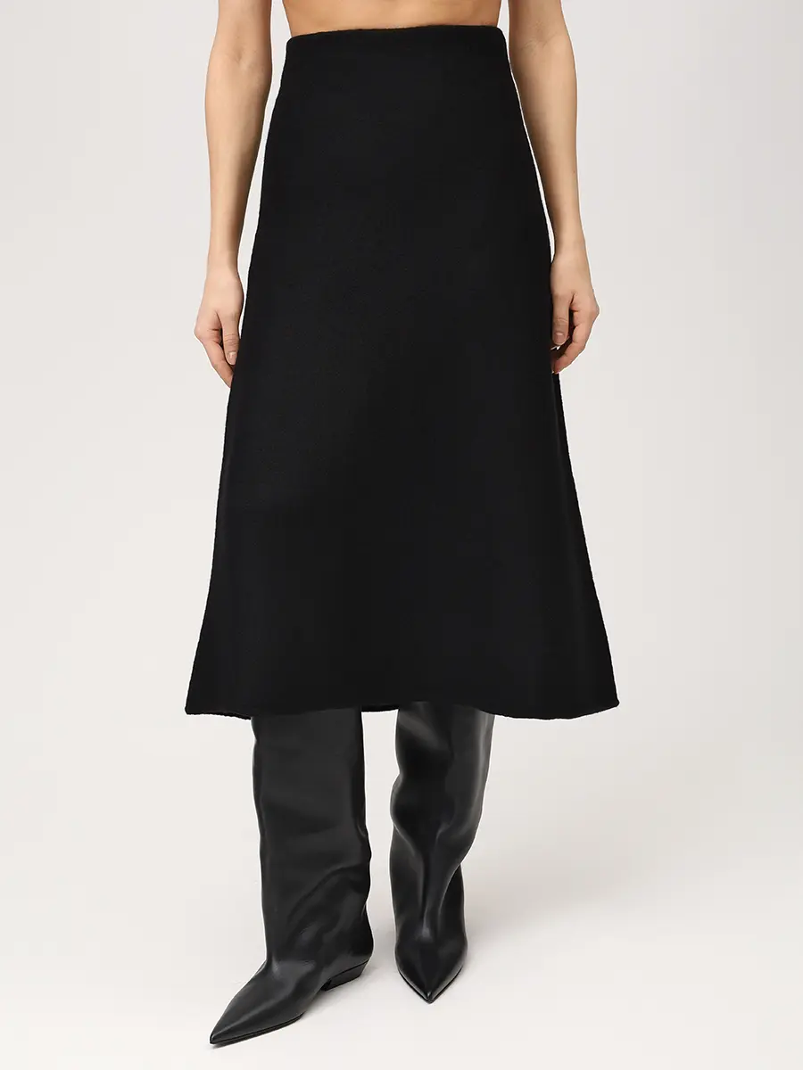 Юбка шерстяная JIL SANDER J02MA0248 J14506 001 Черный  Фото 4