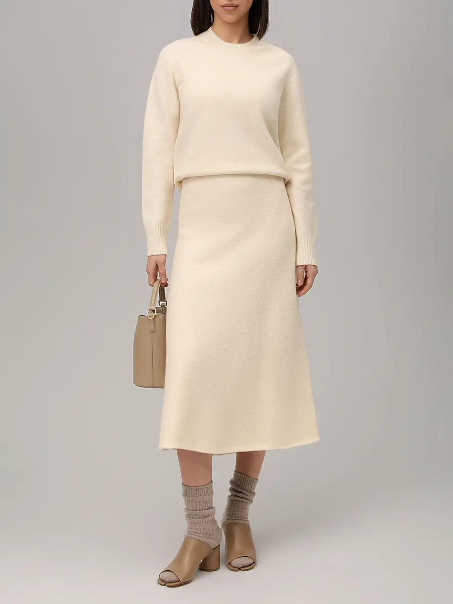 Юбка шерстяная JIL SANDER J02MA0248 J14506 109 Бежевый  Фото 2
