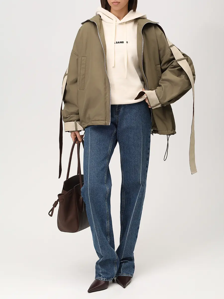 Худи хлопковое JIL SANDER J40GU0123 J20010 279 Бежевый  Фото 2