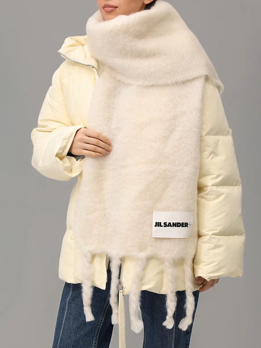 Шарф шерстяной JIL SANDER J40TE0118 J40041 100 Белый  Фото 2