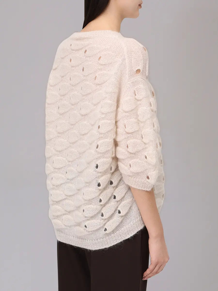 Джемпер из мохера AMMONIT AM.KNT08.3181.114 Кремовый  Фото 3