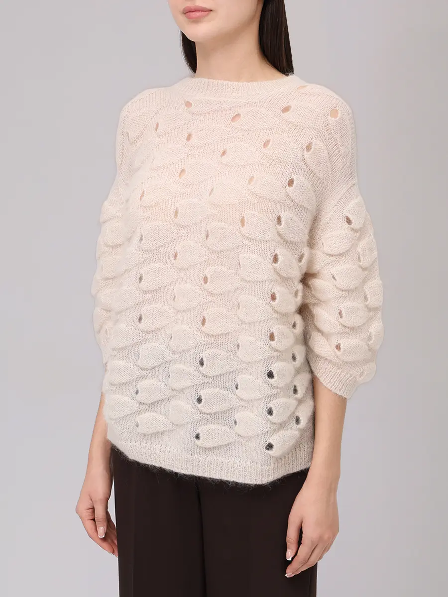 Джемпер из мохера AMMONIT AM.KNT08.3181.114 Кремовый  Фото 4