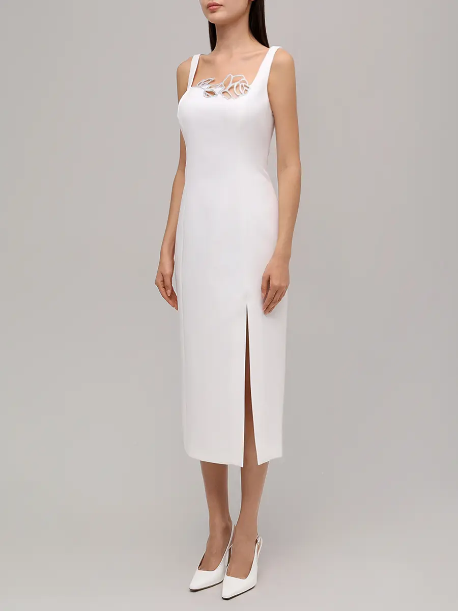 Платье однотонное BLUMARINE 2A718AN0102 Белый  Фото 4