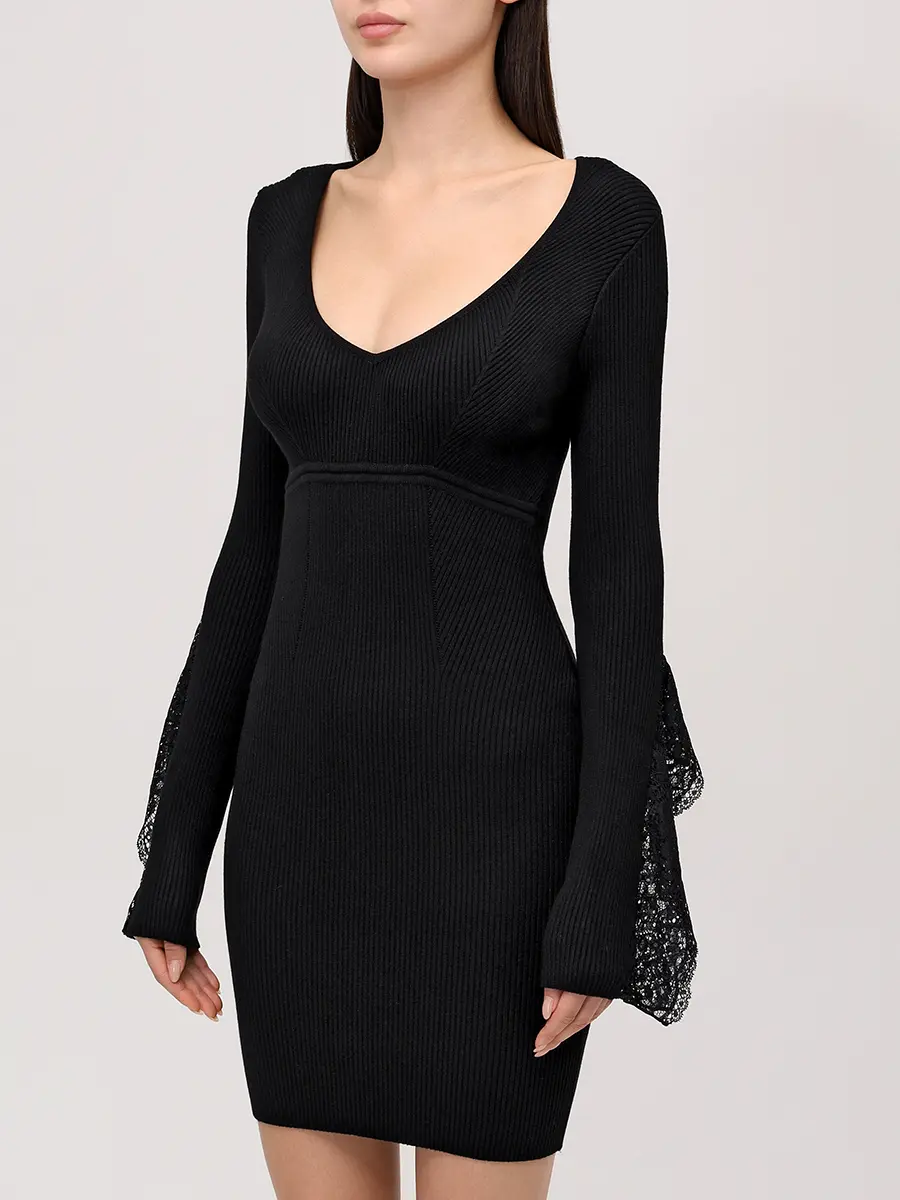 Платье из вискозы BLUMARINE 2A727AN0990 Черный  Фото 4