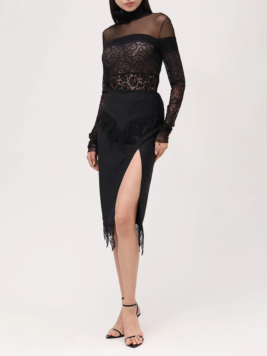 Топ кружевной BLUMARINE 2C409AN0990 Черный  Фото 2