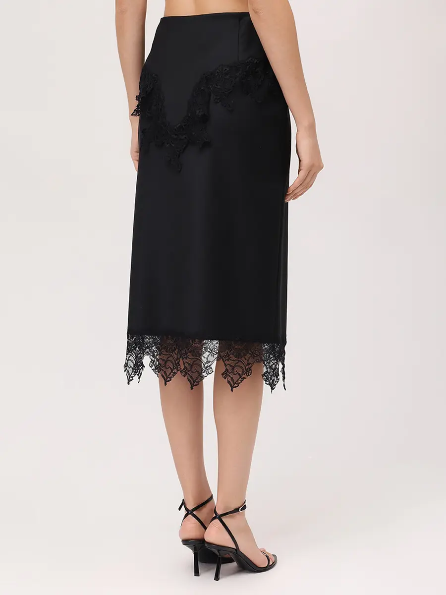 

Юбка с кружевом, Черный, 2G268AN0990