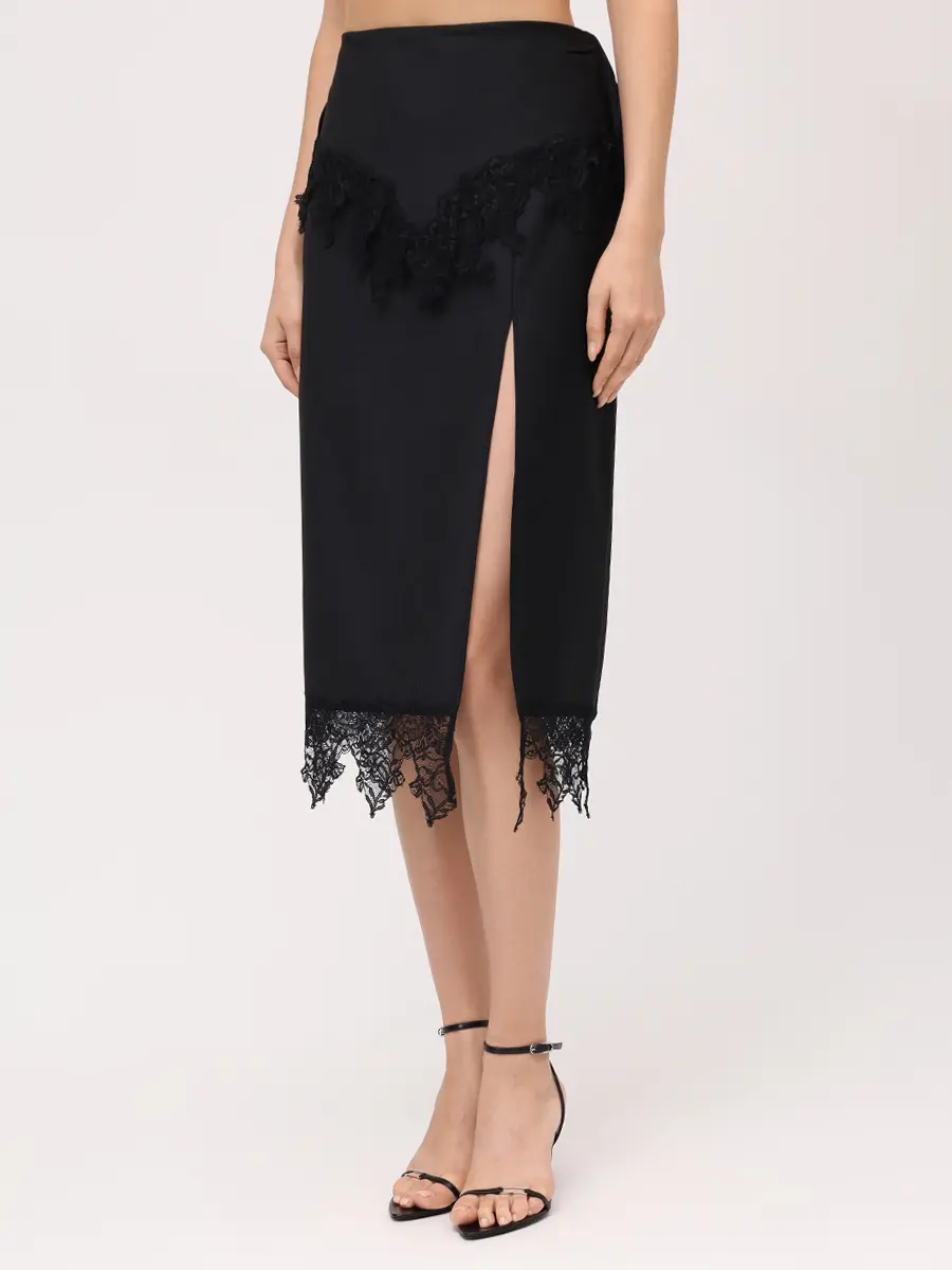 Юбка с кружевом BLUMARINE 2G268AN0990 Черный  Фото 4