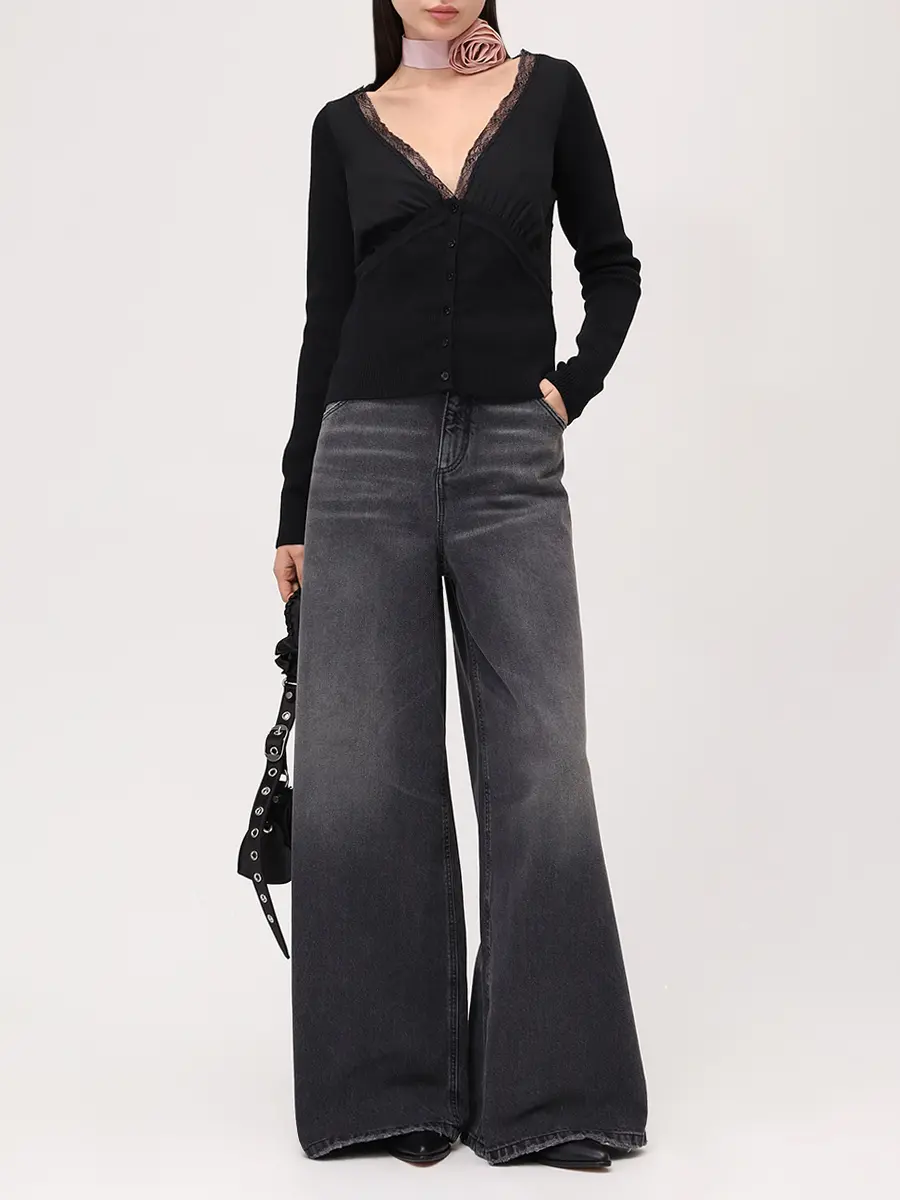 Кардиган комбинированный BLUMARINE 2M587AN0990 Черный  Фото 2