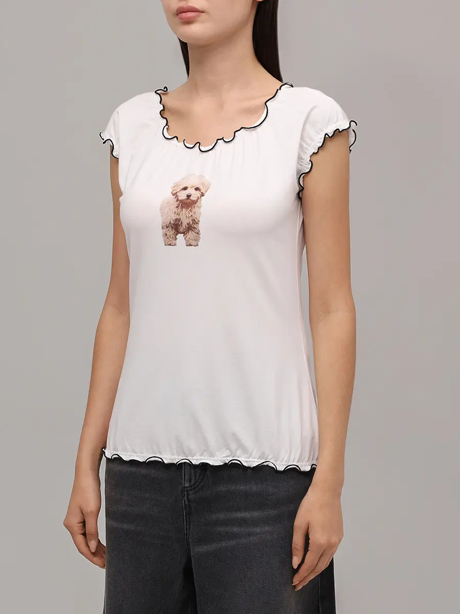 Футболка хлопковая BLUMARINE 2T117AC1039 Белый  Фото 4