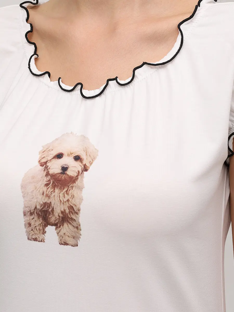 Футболка хлопковая BLUMARINE 2T117AC1039 Белый  Фото 5