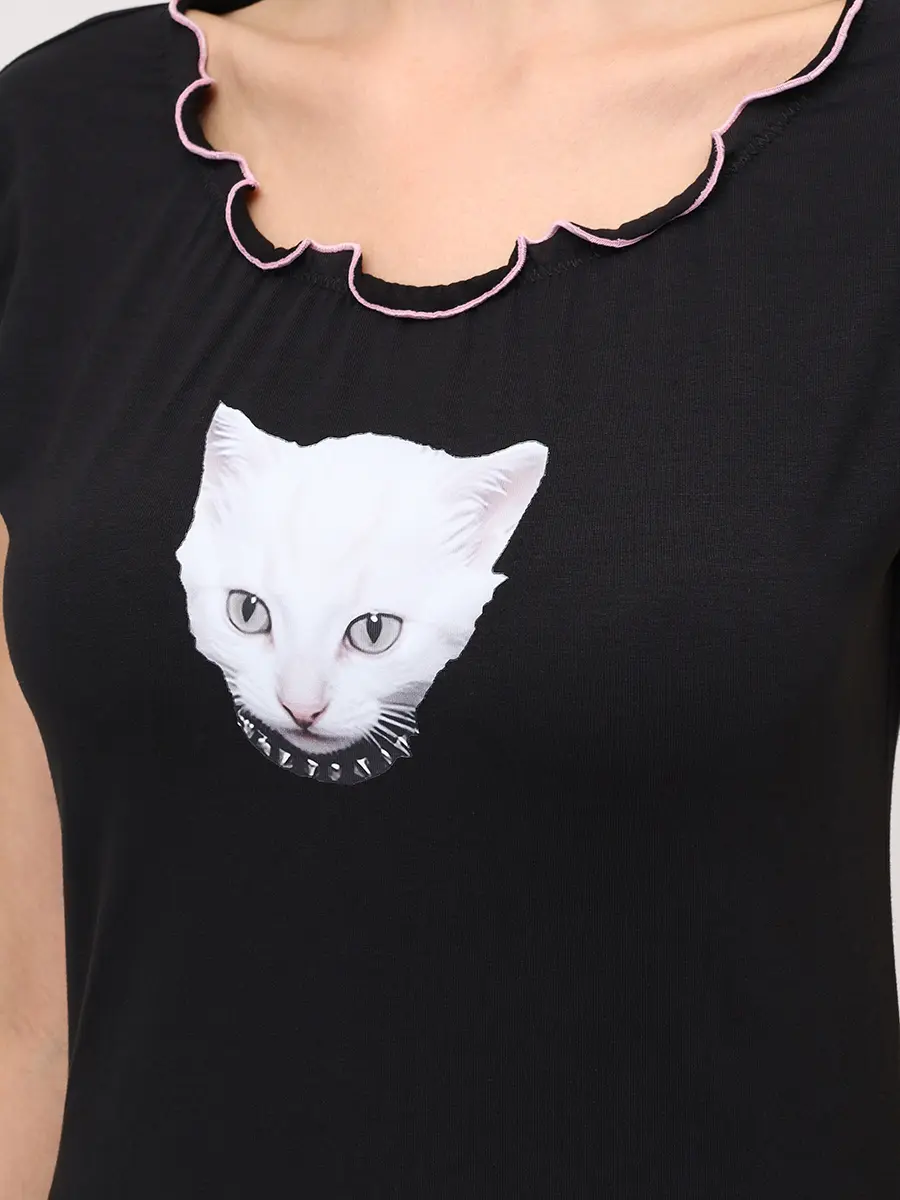 Футболка хлопковая BLUMARINE 2T117AC9913 Черный  Фото 5