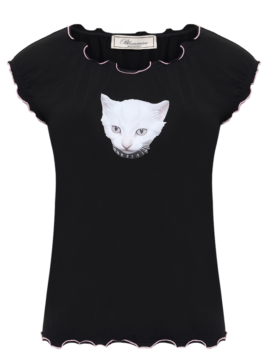Футболка хлопковая BLUMARINE 2T117AC9913 Черный 