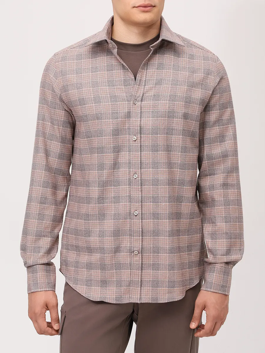 Рубашка Regular Fit хлопковая PAUL & SHARK 15313034CF/C72 Клетка  Фото 4