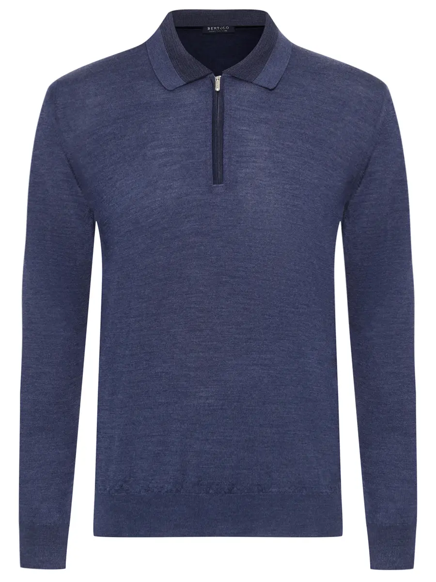 

Поло из шерсти и шелка, Синий, 902477/002517/0709