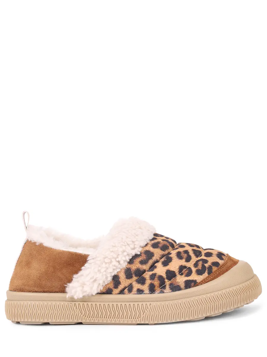 Слипоны из замши и меха VOILE BLANCHE 001 2019658 03 3D28 Анималистичный принт 