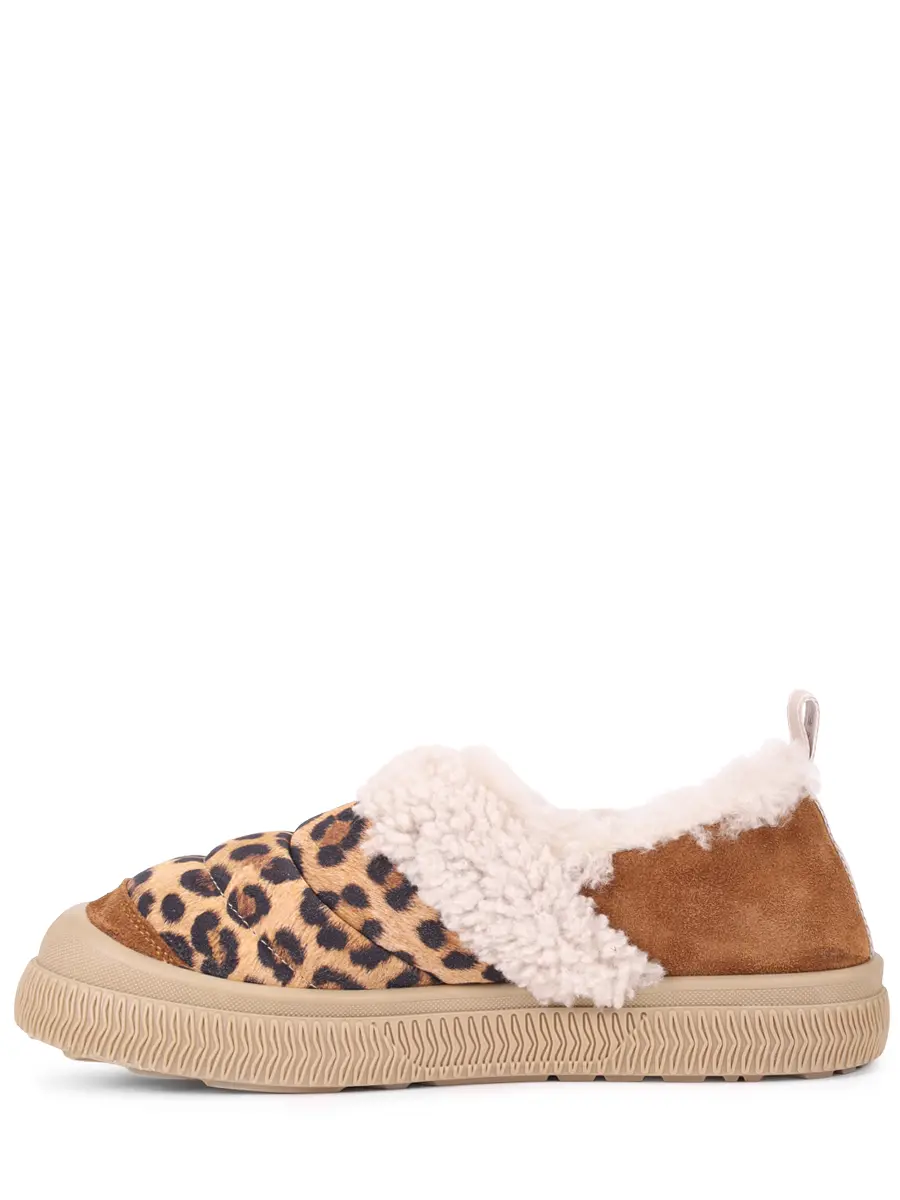 Слипоны из замши и меха VOILE BLANCHE 001 2019658 03 3D28 Анималистичный принт  Фото 3