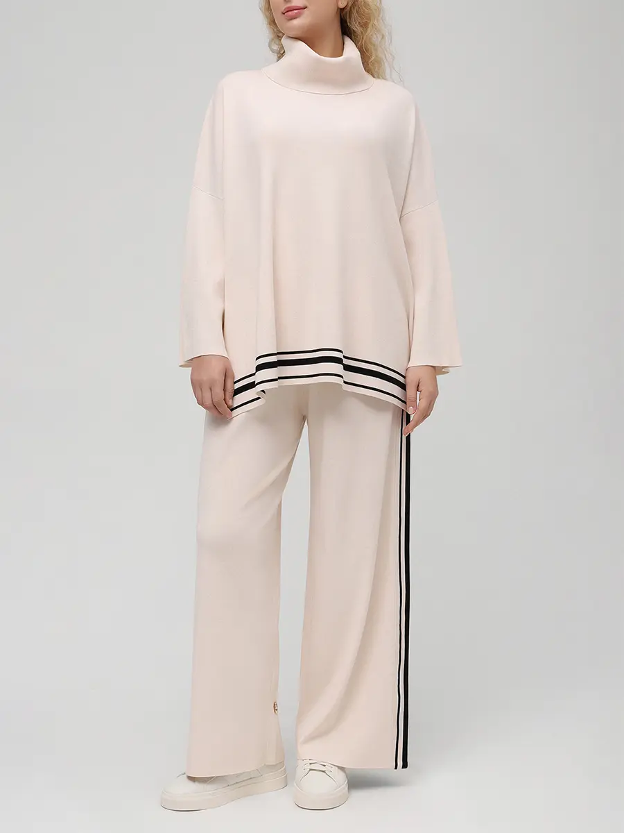 Брюки из вискозы ELENA MIRO P621Z010MMA2 Кремовый  Фото 2