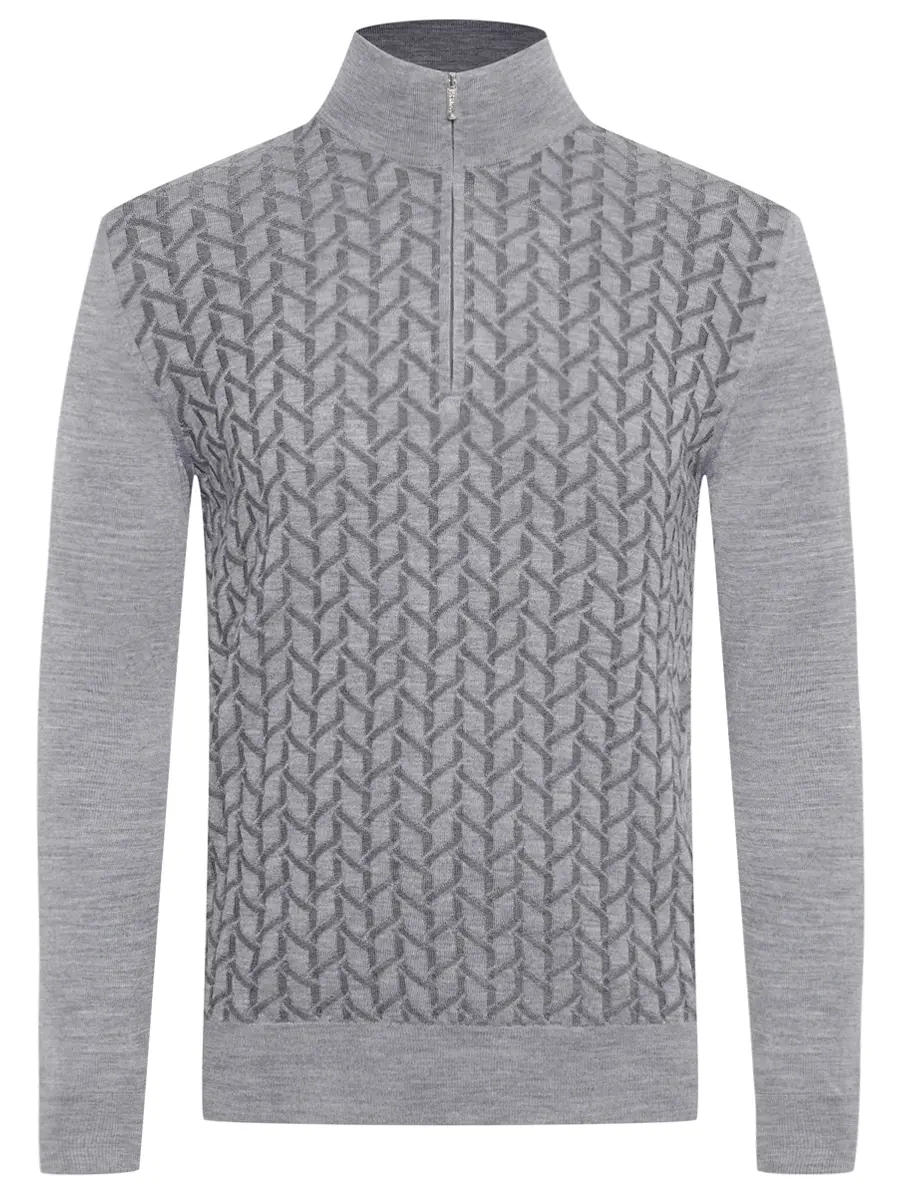 Джемпер из шерсти и шелка BERTOLO LUXURY MENSWEAR 902503/002511/1107 Серый 