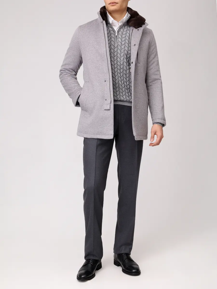 Джемпер из шерсти и шелка BERTOLO LUXURY MENSWEAR 902503/002511/1107 Серый  Фото 2