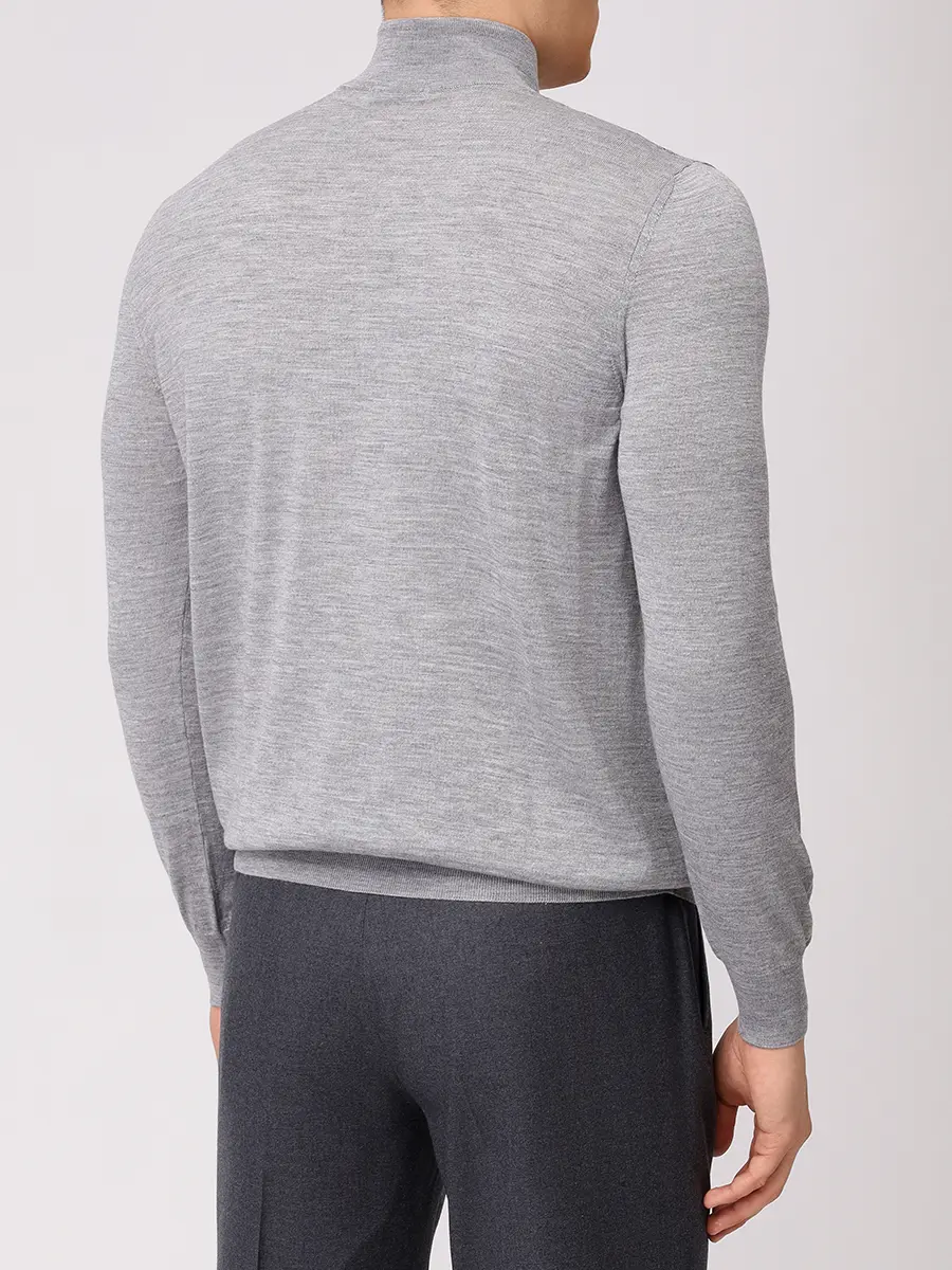 Джемпер из шерсти и шелка BERTOLO LUXURY MENSWEAR 902503/002511/1107 Серый  Фото 3