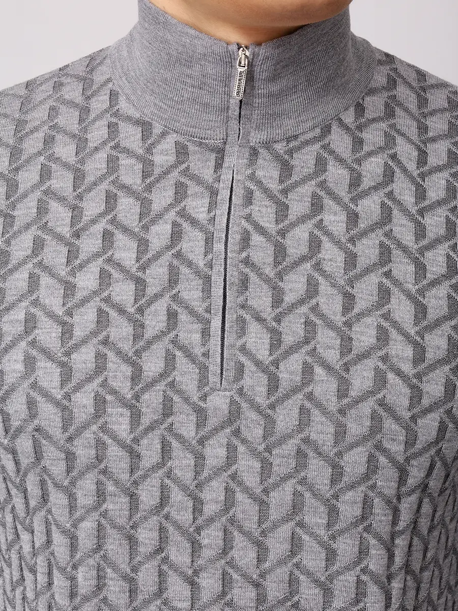 Джемпер из шерсти и шелка BERTOLO LUXURY MENSWEAR 902503/002511/1107 Серый  Фото 5