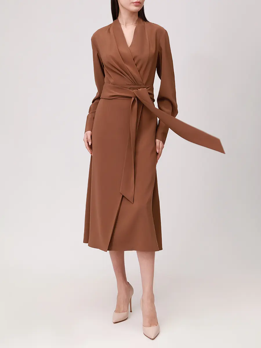Платье однотонное KITON D60303K04S4609000 Коричневый  Фото 2