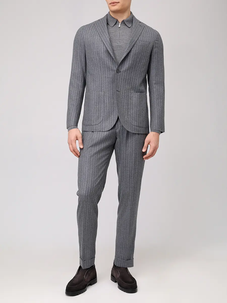 Поло из шерсти и шелка BARBA NAPOLI BU 7000/25245/1319057537/0071 Серый  Фото 2