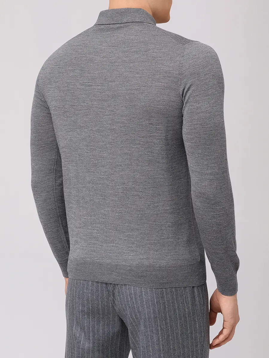 Поло из шерсти и шелка BARBA NAPOLI BU 7000/25245/1319057537/0071 Серый  Фото 3