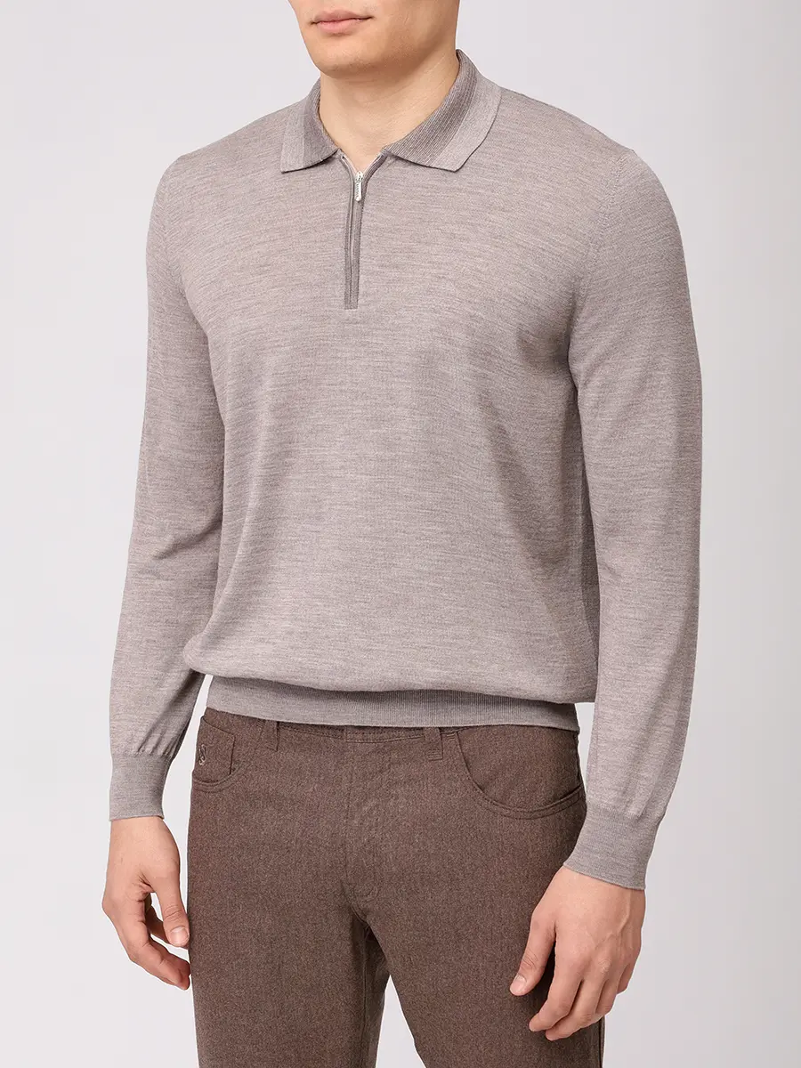 

Поло из шерсти и шелка, Бежевый, 902477/002517/0158