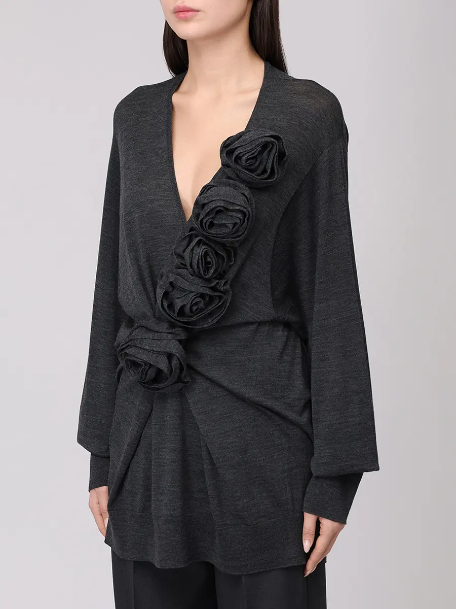 Пуловер шерстяной ALBERTA FERRETTI A093566030509 Серый  Фото 4